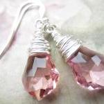 Crystal Earrings, Swarovski Earrings, Pink Crystal..